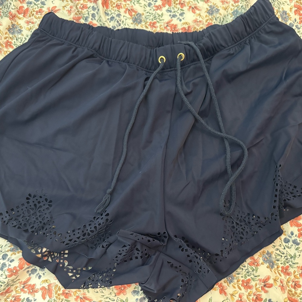Swimsuit For All Navy Women's swim Shorts with Eyelet Design